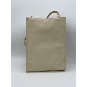 Elle Menno Beige Leather Tote Bag With Adjustable Strap